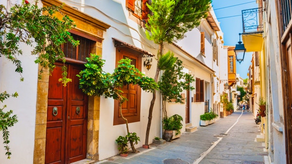 Vakker gate i Rethymno, Kreta, Hellas.