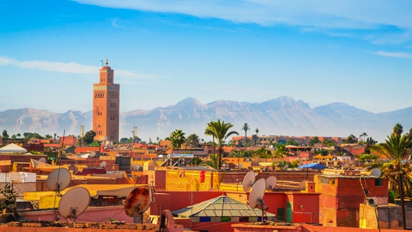 Panoramautsikt over Marrakesh og gamle medina, Marokko