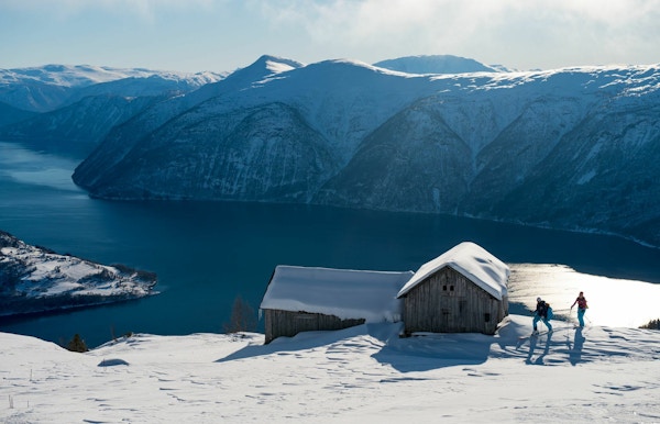 Fantastisk utsikt over fjorden fra fjellene