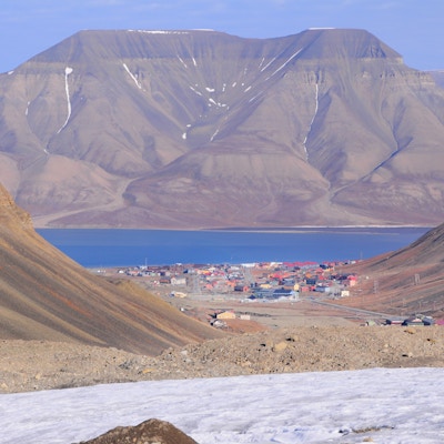 Luftfoto av Longyearbyen, Svalbard