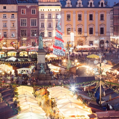 Julemarkedet på hovedtorget i Krakow