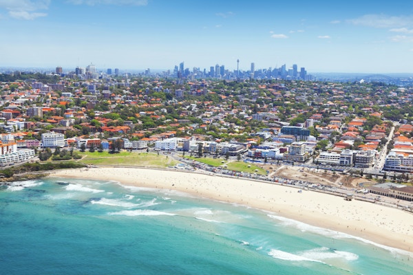 Luftfoto av Bondi-stranden ved Sydney Australia
