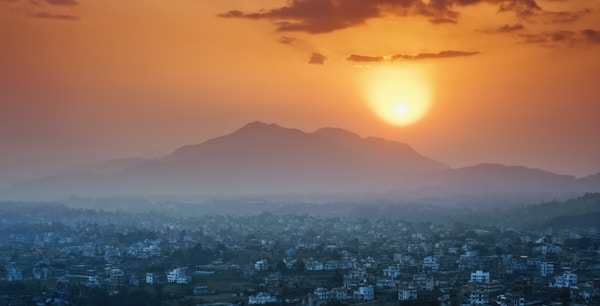 Kathmandu i solnedgang