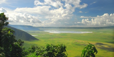 Oversiktsbildet av Ngorongoro-krateret i Tanzania.