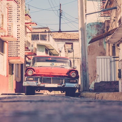bil, cuba, Santiago de Cuba, gammel, årgang, hus, gate, retro, sommer, varme,