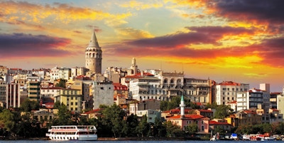 Istanbul ved solnedgang - Galata-distriktet, Tyrkia
