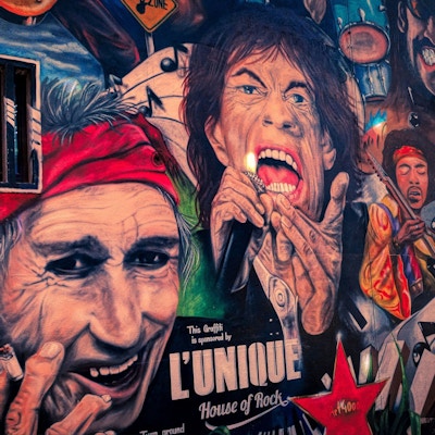 Veggmaleri i Basel og Rolling Stones og andre rockemusikere.