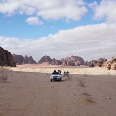 Toyota hilux motor tourist mountains wadi rum jordan