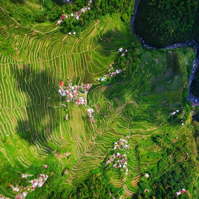 Utsikt fra Batad Rice Terraces i Ifugao-provinsen, Northern Luzon, Filippinene.