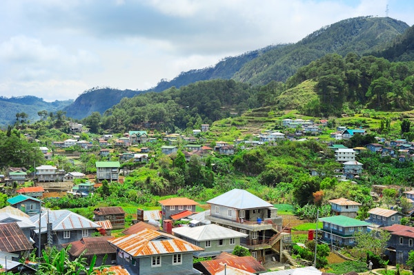 Landsby i Cordillera-fjellene, Luzon, Filippinene