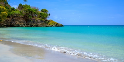 Strand, palmer og hav i Karibien