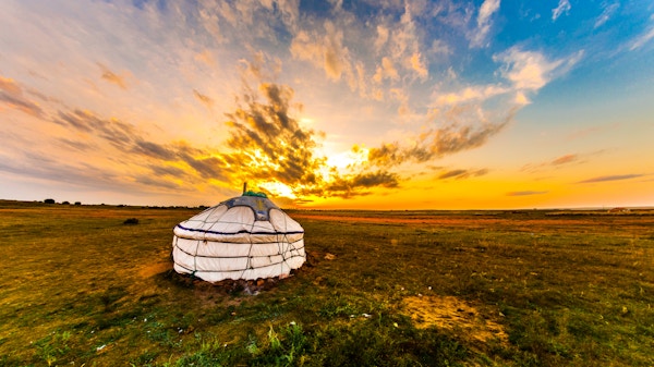 Yurt i steppen, Mongolia