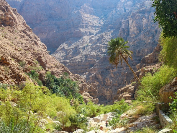 Vakker utsikt ved Wadi Shab, Oman